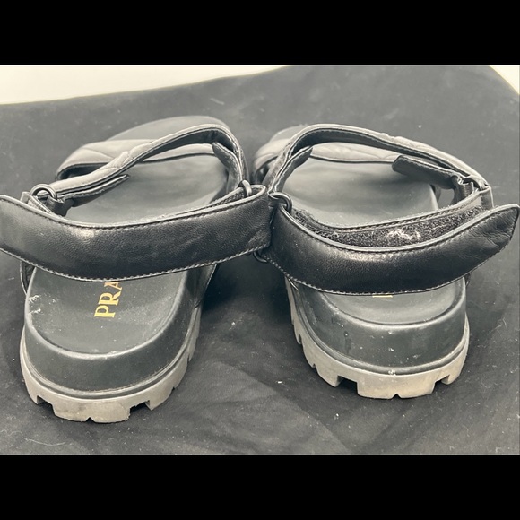 Prada Men’s Leather Slingback Platform Logo Two Strap Sandals EUR Size 38 - Picture 7 of 12